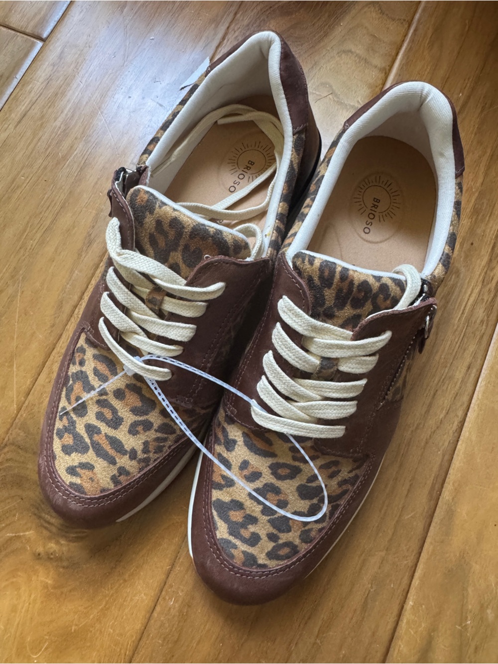 NWT Brioso Mimi Suede Zip Sneakers Leopard Print Sz 9 (no original box) - Picture 3 of 11